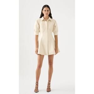 Aje Claire Pearl Mini Dress Faux Leather Ivory Cream Ecru White